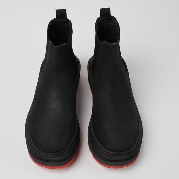 CAMPER Brutus Trek Ankle Chelsea Boots 35 5 Black Nubuck Red Michelin Sole NEW - Picture 4 of 15